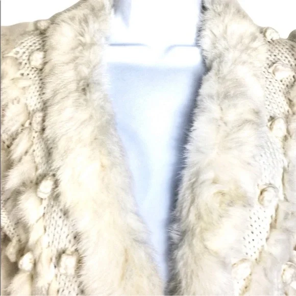 Paris Dreams rabbit fur wool blend cardigan sweater - Picture 3 of 6